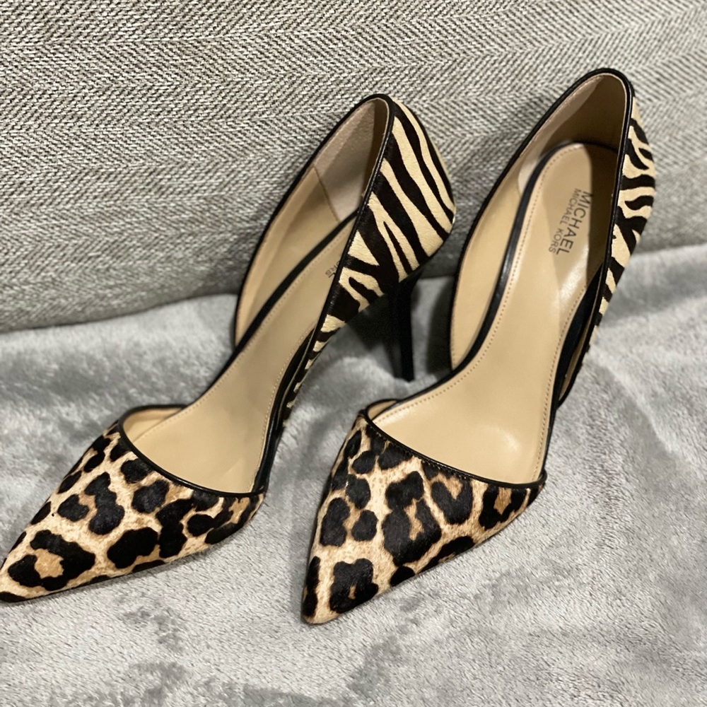 Michael kors size 7.5 animal print zebra/leopard heels